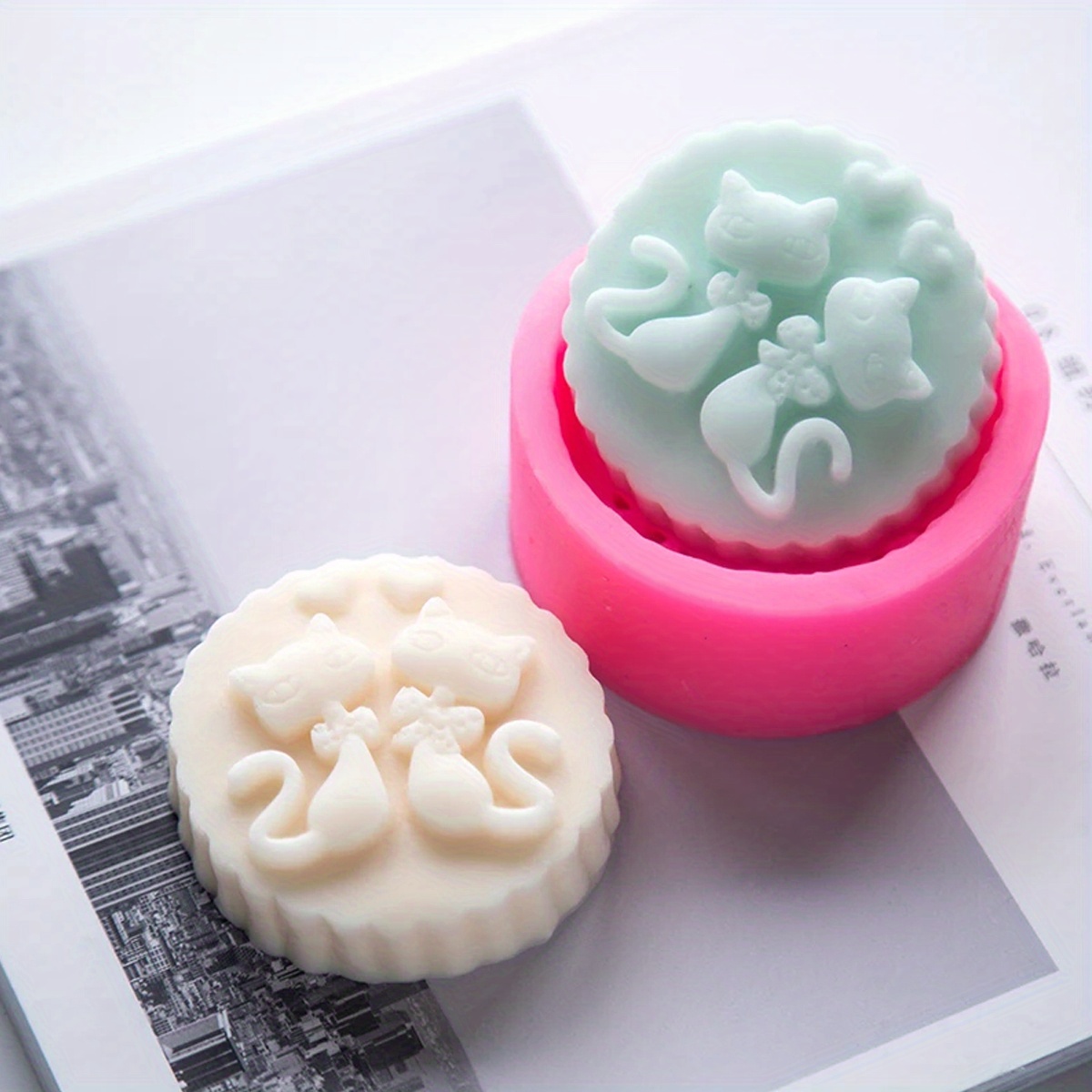 Soap Making Lye - 1피스 실리콘 고양이 비누 몰드 -