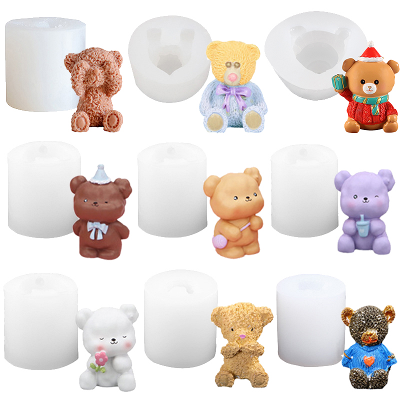 Soap Making Lye - 곰 실리콘 양초 금형 3D 곰