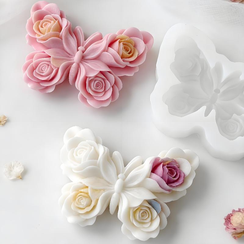 Soap Making Material - DIY 장미 나비 모양 실리콘 몰드