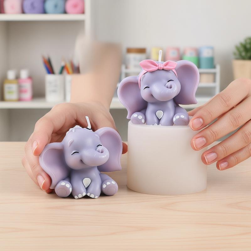귀여운 3D 코끼리 실리콘 캔들 몰드, 쉽게 분리되는  - Soap Making Material 리뷰 및 가격