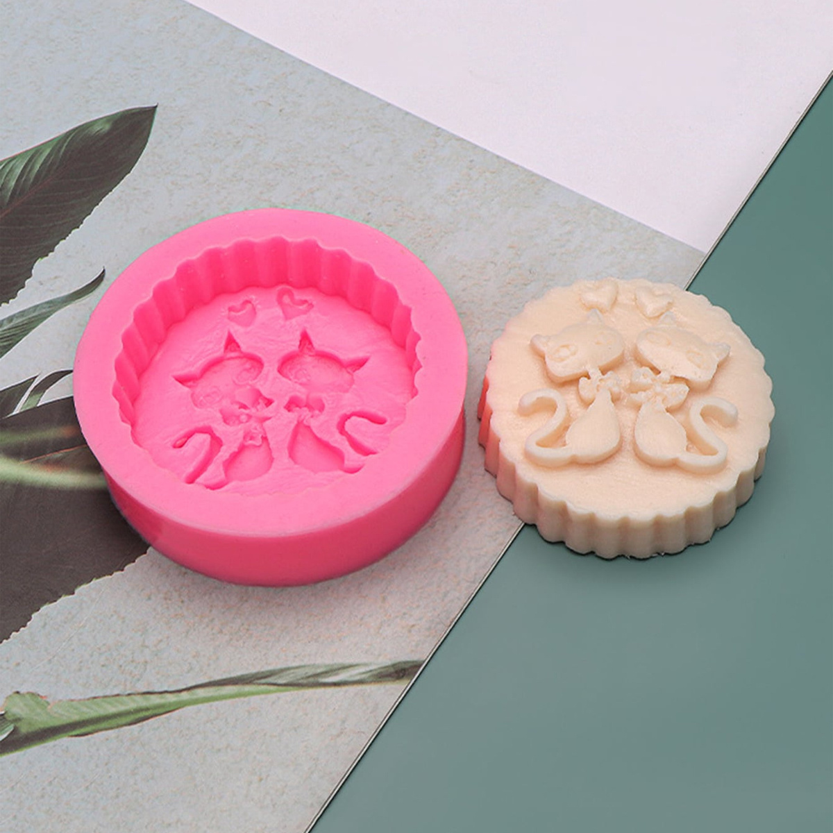 1피스 실리콘 고양이 비누 몰드 - 원형 DIY 양초  - Soap Making Lye 리뷰 및 가격
