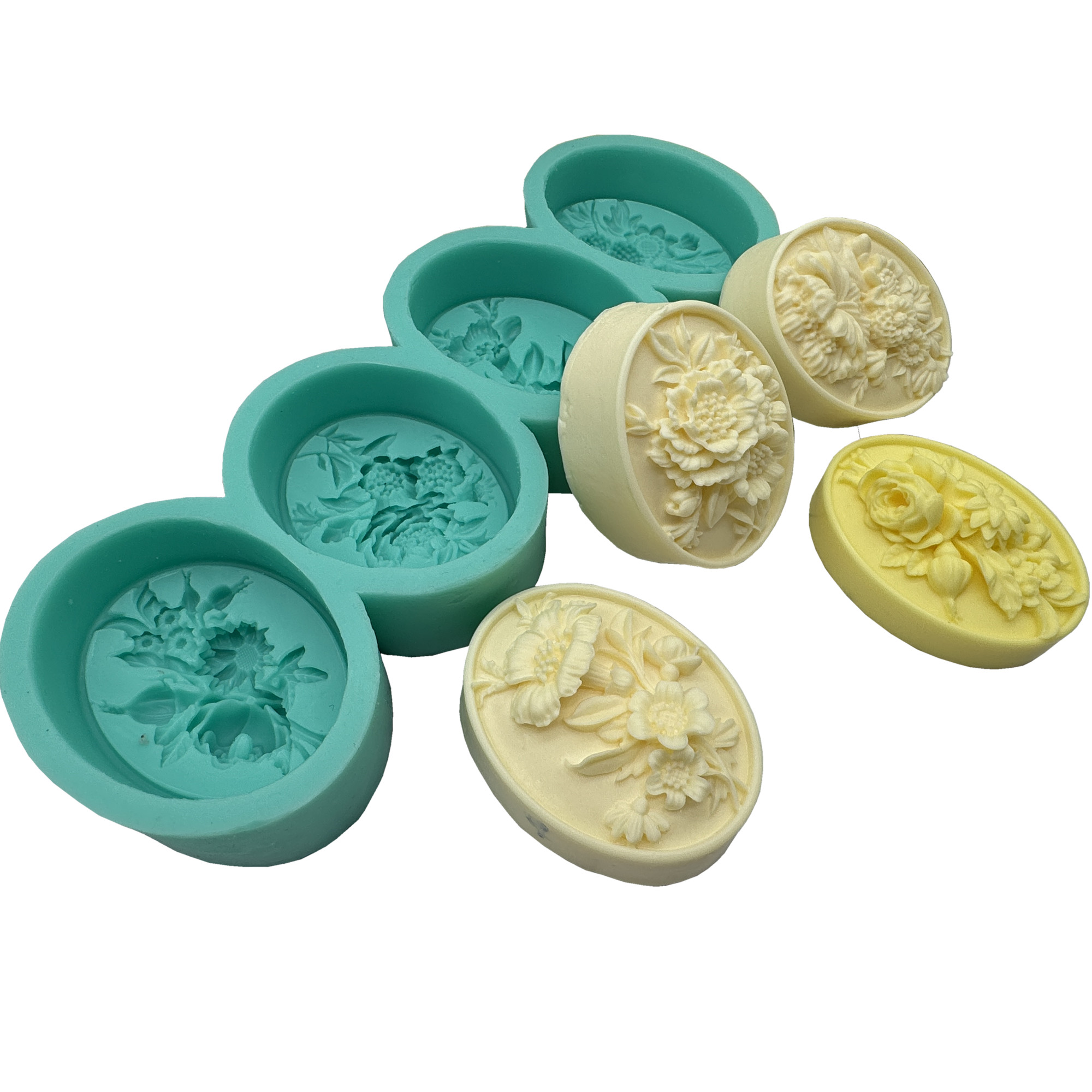 4 캐비티 타원형 꽃 3D 비누 금형 천연 바 비누 금 - Soap Making Lye 리뷰 및 가격
